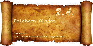 Reichman Alajos névjegykártya